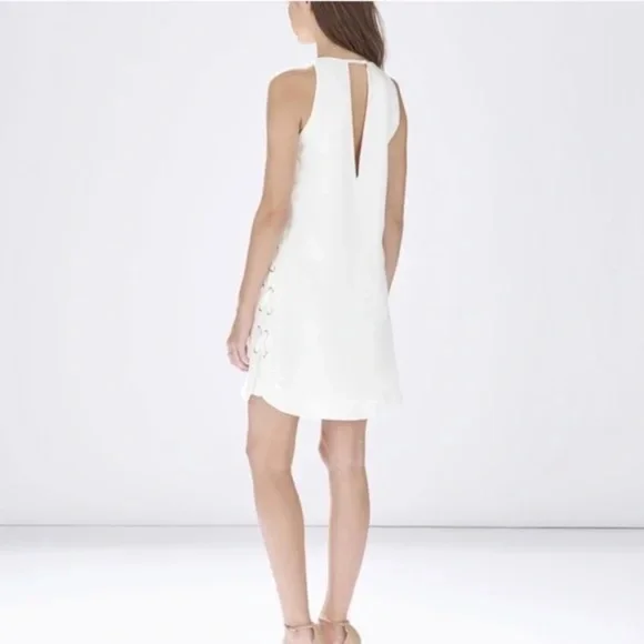 Parker Riviera Lace-Up Sides White Dress Keyhole Neck - Picture 4 of 15